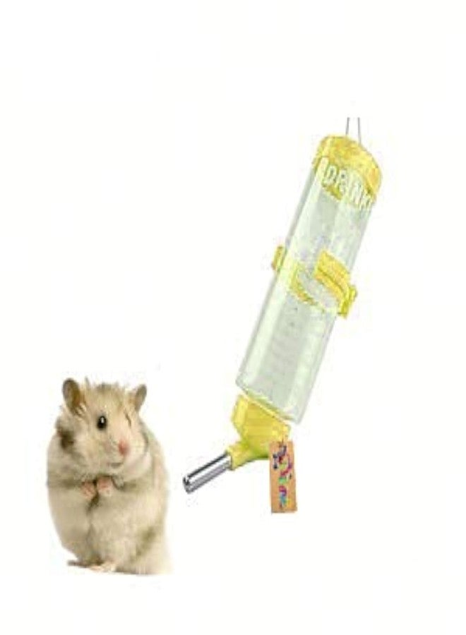 ويستيرن إرا زجاجة ماء معلقة من ويسترن إيرا، مع موزع طعام - مانعة للتنقيط، مانعة للتسرب، مثالية للحيوانات الصغيرة، لحيواناتك الأليفة المحبوبة، حافظ على رطوبتك، حافظ على سعادتك (أصفر 125 مل) - Image 1